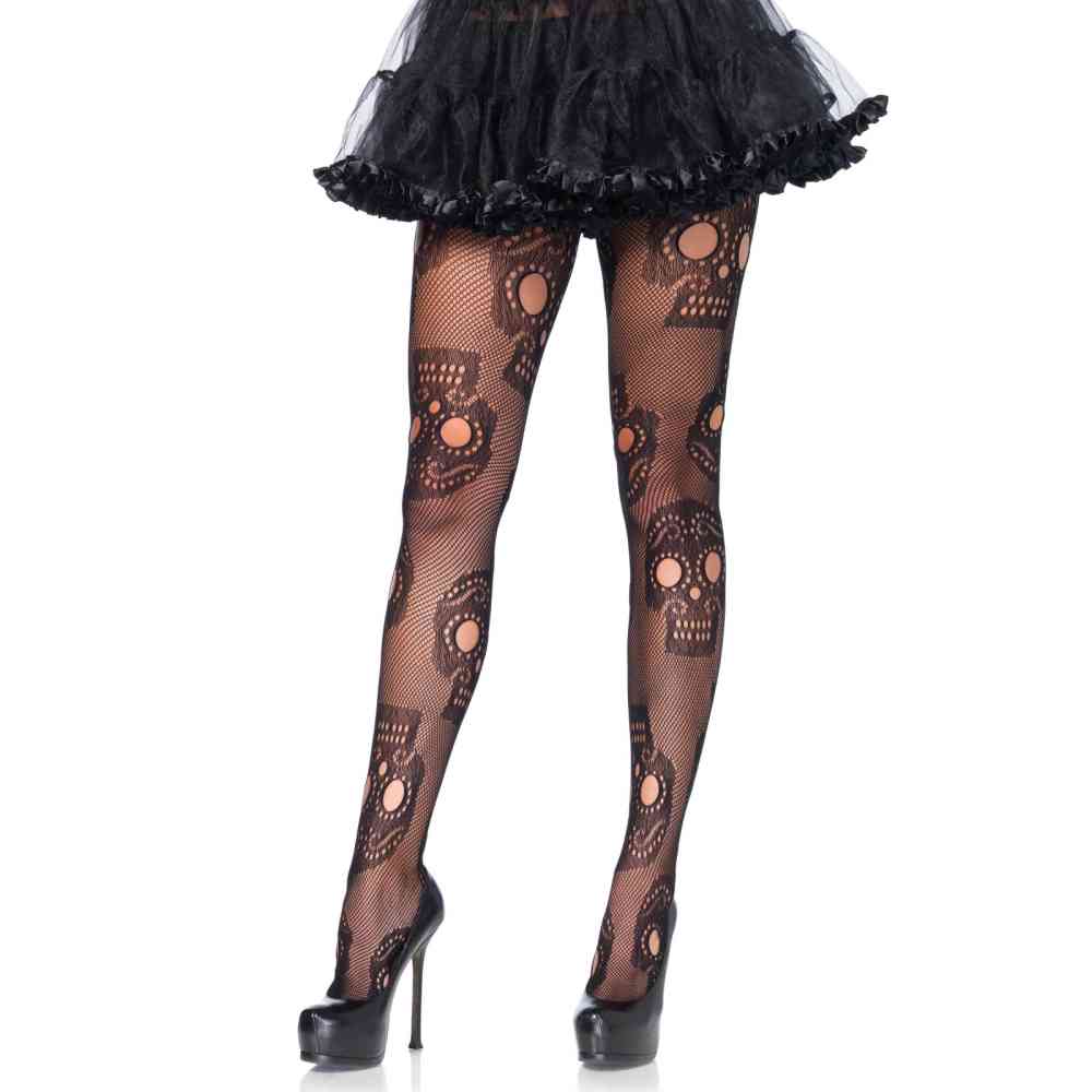 Leg Avenue - Sugar Skull Net Panty - Zwart